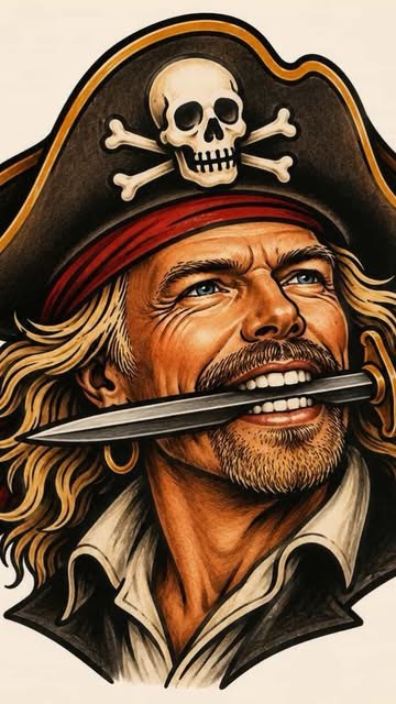 Pirate-inspired Richard Branson artwork from Mark’s tattoo reel
