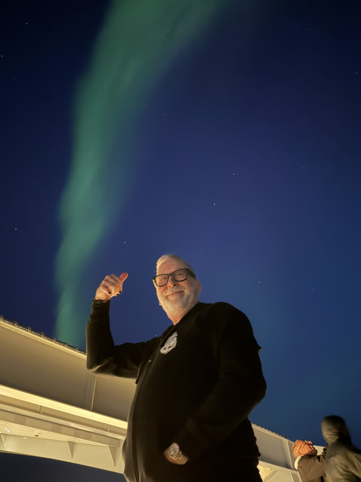 Northern lights above Valiant Lady
