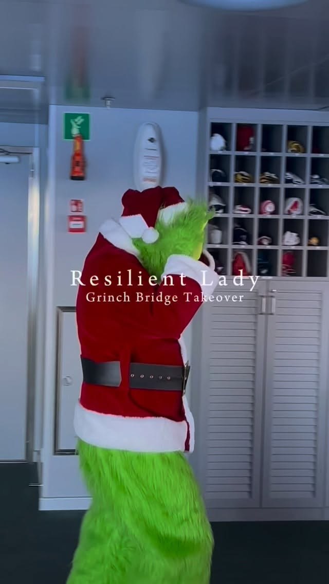 Mark dressed as the Grinch on a bridge tour