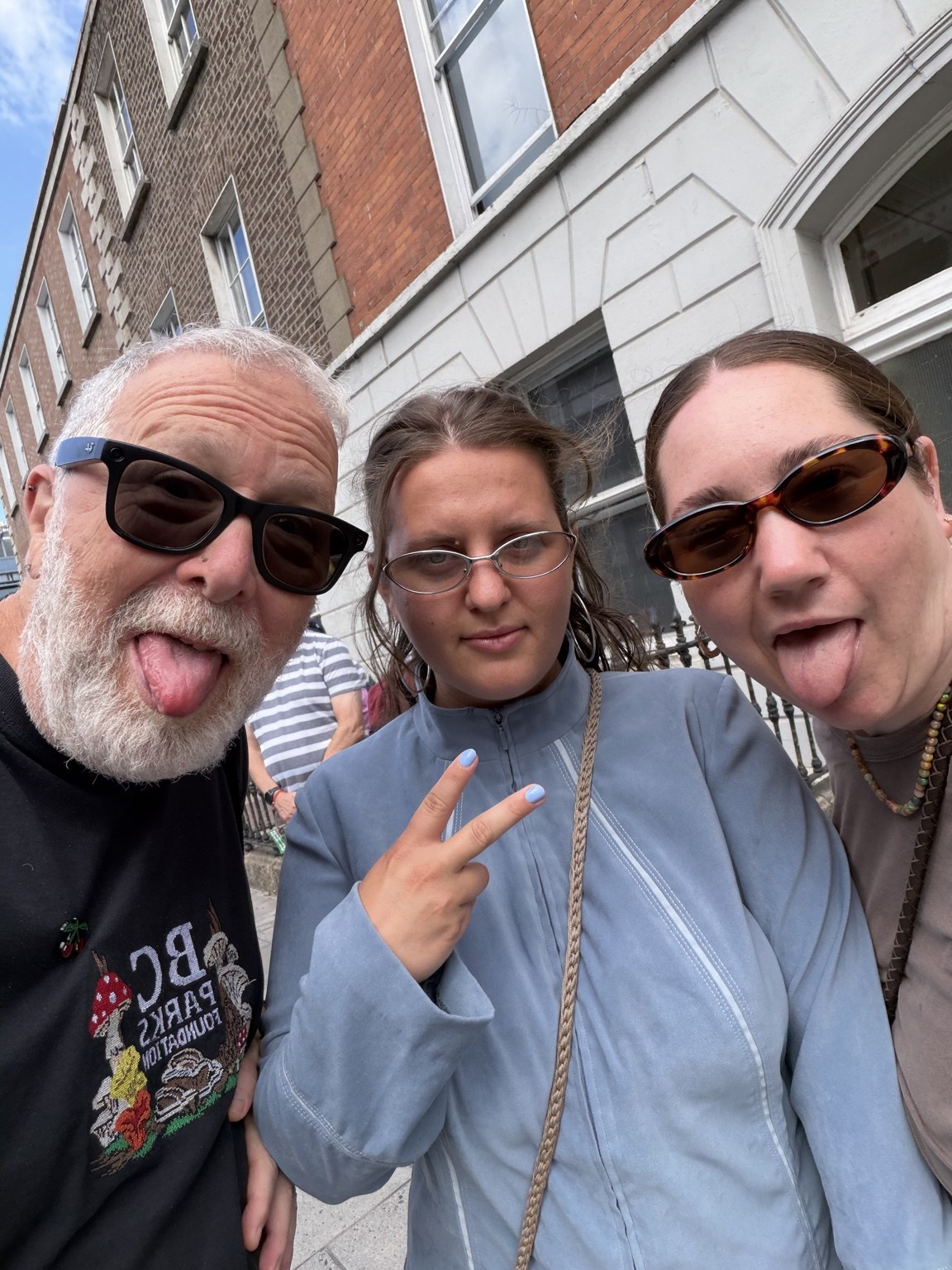 Mark, Tyrone and Carly together in Dublin.