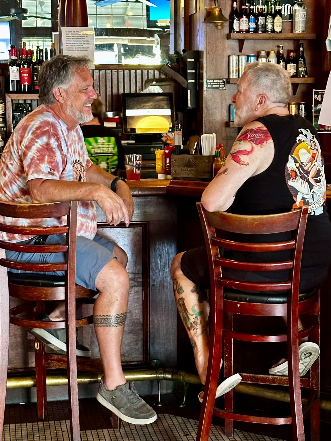 Steven and Mark catching up at a bar during the Atlanta visit